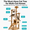Large Cat Tree with Scratching Posts and Enclosed Cat House