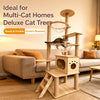 Large Cat Tree with Scratching Posts and Enclosed Cat House