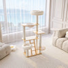 Wooden Cat Tree with Hideaway House and Climbing Platforms