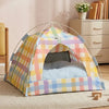 Semi-Enclosed Cat Tent Bed with Removable Summer Mat