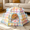 Semi-Enclosed Cat Tent Bed with Removable Summer Mat