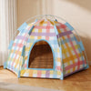 Semi-Enclosed Cat Tent Bed with Removable Summer Mat